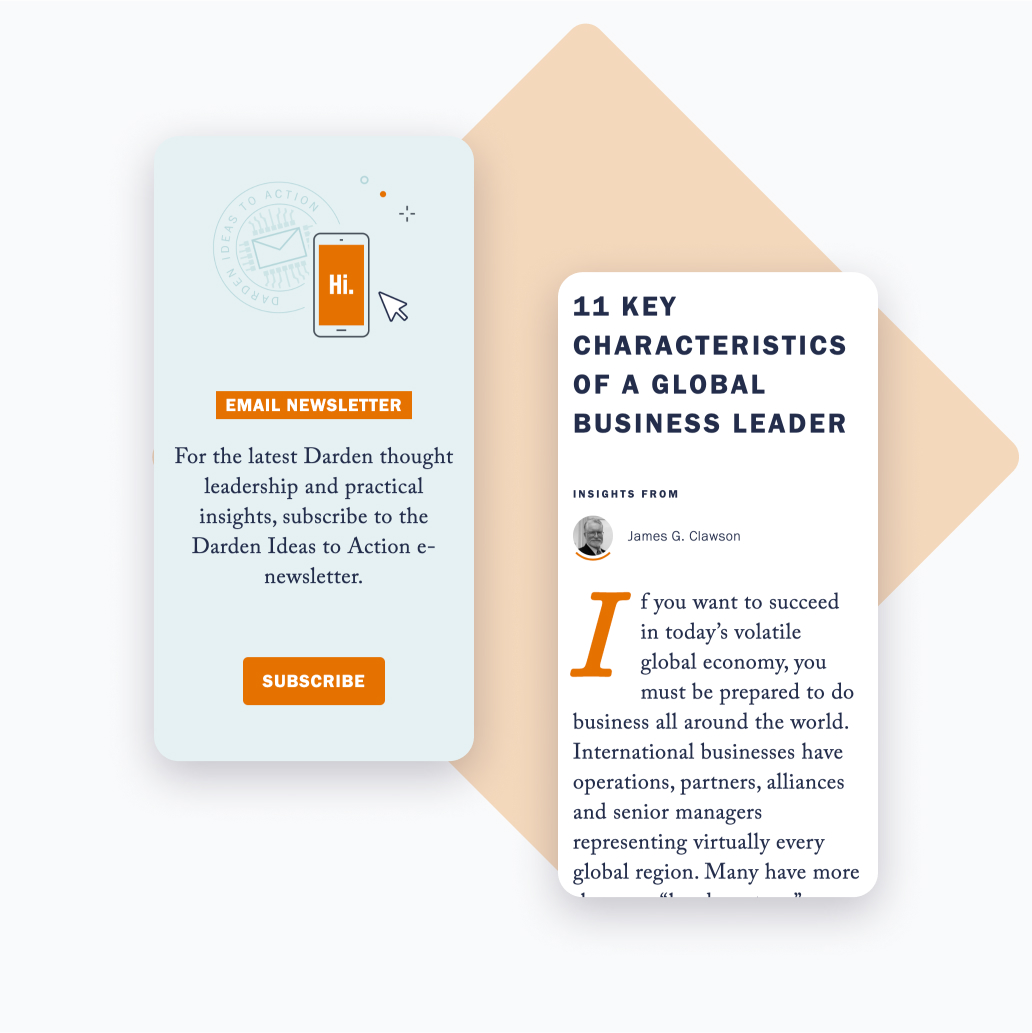 UVA Darden website on mobile screens